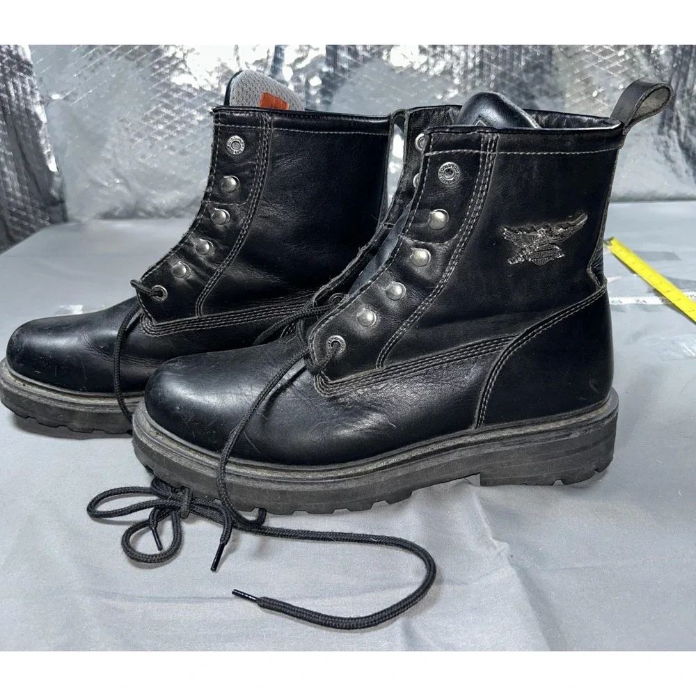 Harley-Davidson Boots Mens Size 11 Black Leather Lace Up Ankle Biker 95145